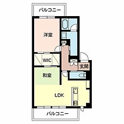 ヴィラソレーユ古曽部町B 2LDKの間取図画像