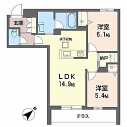 シャーメゾン ペイ ドゥ レーヴ 2LDKの間取図画像