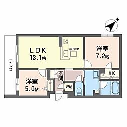 シャーメゾン ペイ ドゥ レーヴ 2LDKの間取図画像