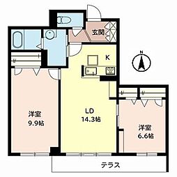 グランフテラ桜の町 2LDKの間取図画像