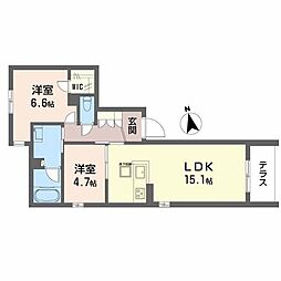 シャーメゾンひいらぎ 2LDKの間取図画像