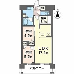 ヴァンベール江坂公園 2SLDKの間取図画像
