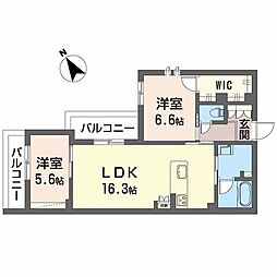 シャーメゾン リベル 2LDKの間取図画像