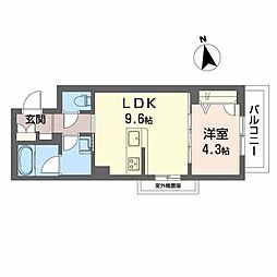 シャーメゾン　グレイスドムス 3階1LDKの間取り