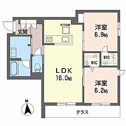 シャーメゾン深江北 1階2LDKの間取り