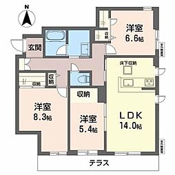 シャーメゾン　アーモンド 1階3LDKの間取り