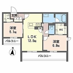 シャーメゾン ボナンザ 2LDKの間取図画像