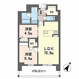 リビエナ グラン 新梅田 2LDKの間取図画像