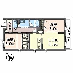 ルヴニール3 2LDKの間取図画像