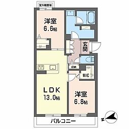 シャーメゾン グランノード 2LDKの間取図画像