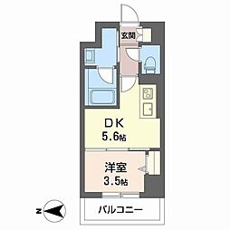 セルン新町 1DKの間取図画像