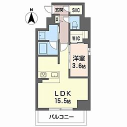 アミコート　瓦屋町 9階1LDKの間取り