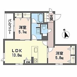 フェリス　阪南町 2階2LDKの間取り