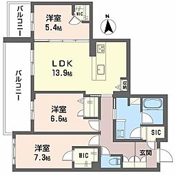 フレシア天王寺 0310 3階3LDKの間取り