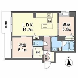 シャーメゾン　プレアデス 1階2LDKの間取り