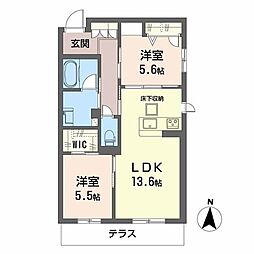 シャーメゾン　ラト　ファミリア 1階2LDKの間取り