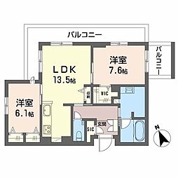 クレイエール 2LDKの間取図画像