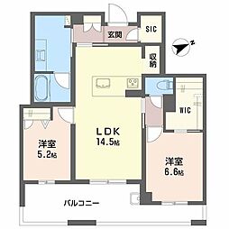 アルテーヌ浜寺元町 2LDKの間取図画像