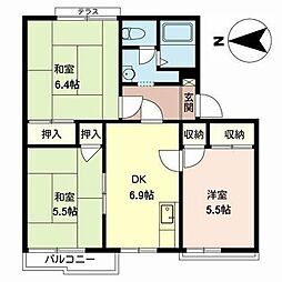 ラ・フォーレ深井G棟 3DKの間取図画像