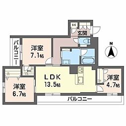 ヒュッゲ コート 3LDKの間取図画像