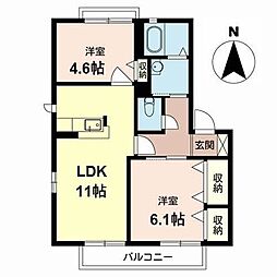ガーデンパークC 2LDKの間取図画像