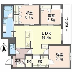 フレシア天王寺 3LDKの間取図画像