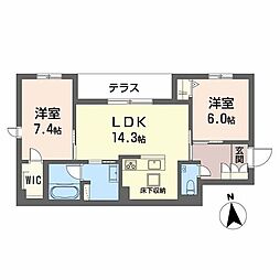 輝 阪南町 2LDKの間取図画像