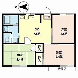 ラ・フォーレ深井G棟 3DKの間取図画像
