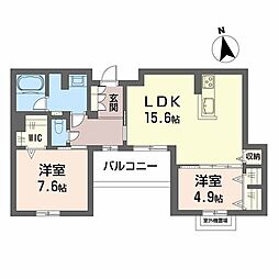 ル ドール 阿倍野 2LDKの間取図画像