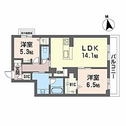 ル ドール 阿倍野 2LDKの間取図画像