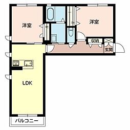 シャーメゾンＭＩＳＡ 2階2LDKの間取り