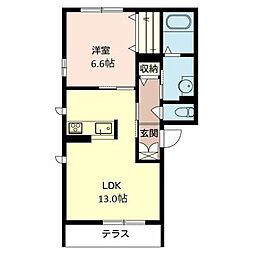 シャーメゾンＷＩＬＬ 1階1LDKの間取り