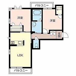 ベレオ園部 3階2LDKの間取り