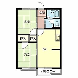 タウニィ紀ノ川 2階2DKの間取り