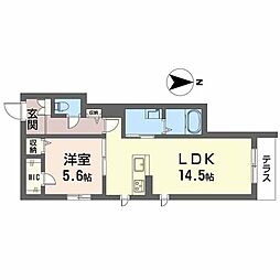 シャーメゾン黒田 1階1LDKの間取り
