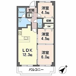 ヒュース一丘弐番館 0305 3階3LDKの間取り