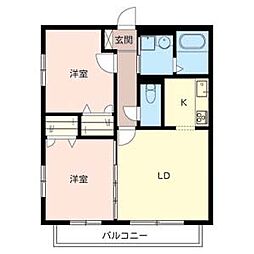 グロリオーサ 0206 2階2LDKの間取り