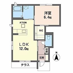 シャーメゾン岸宮 1LDKの間取図画像