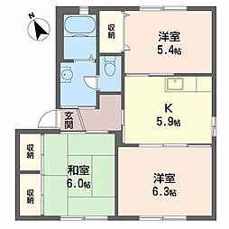 エクセレンス六十谷 3Kの間取図画像