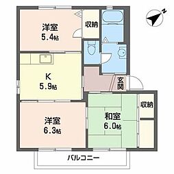 グリーンルーフ山崎 3Kの間取図画像