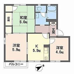 アイクスコートL棟 3Kの間取図画像
