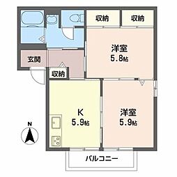 ディアス離宮山手 2Kの間取図画像
