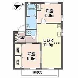 アイクスコートG棟 2LDKの間取図画像