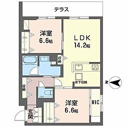 フォレストIII 2LDKの間取図画像