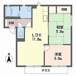 アイリス正道 1階2LDKの間取り