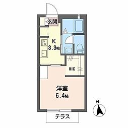 ジョイハウスＡ棟 1階1Kの間取り