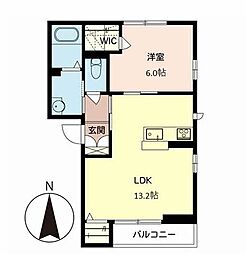 スプリング山城1 1LDKの間取図画像