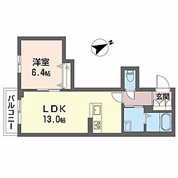 ヴィーエ 0302 3階1LDKの間取り