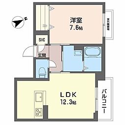 ヴィーエ 0301 3階1LDKの間取り