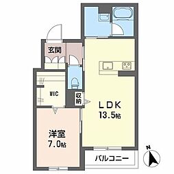 カーサ・ヴェルドール　子育てグリーン 2階1LDKの間取り